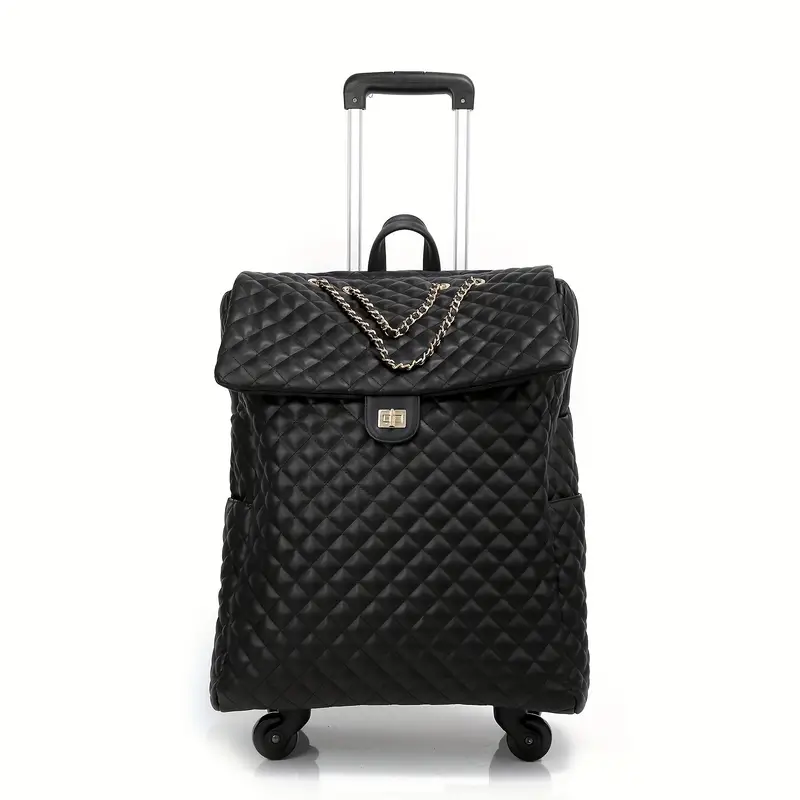 Large Capacity Luggage Case With Wheel, Argyle Pattern Travel Boarding  Case, Portable Fashion Luggage Bag - Temu
