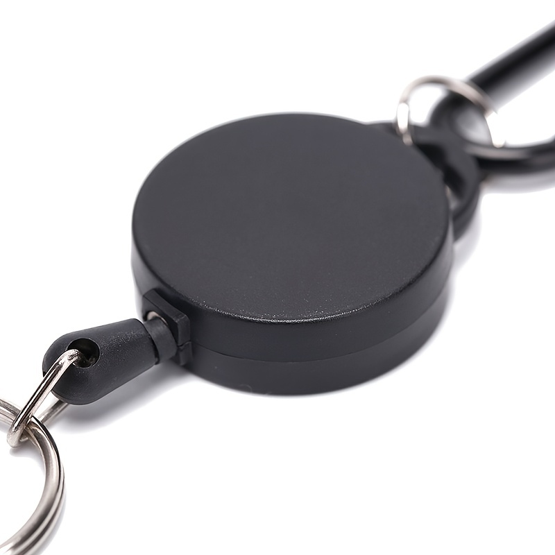 1pc Black Retractable Key Chain Reel Steel Cord Recoil Belt Key Ring Badge  Holder, Shop Temu Start Saving