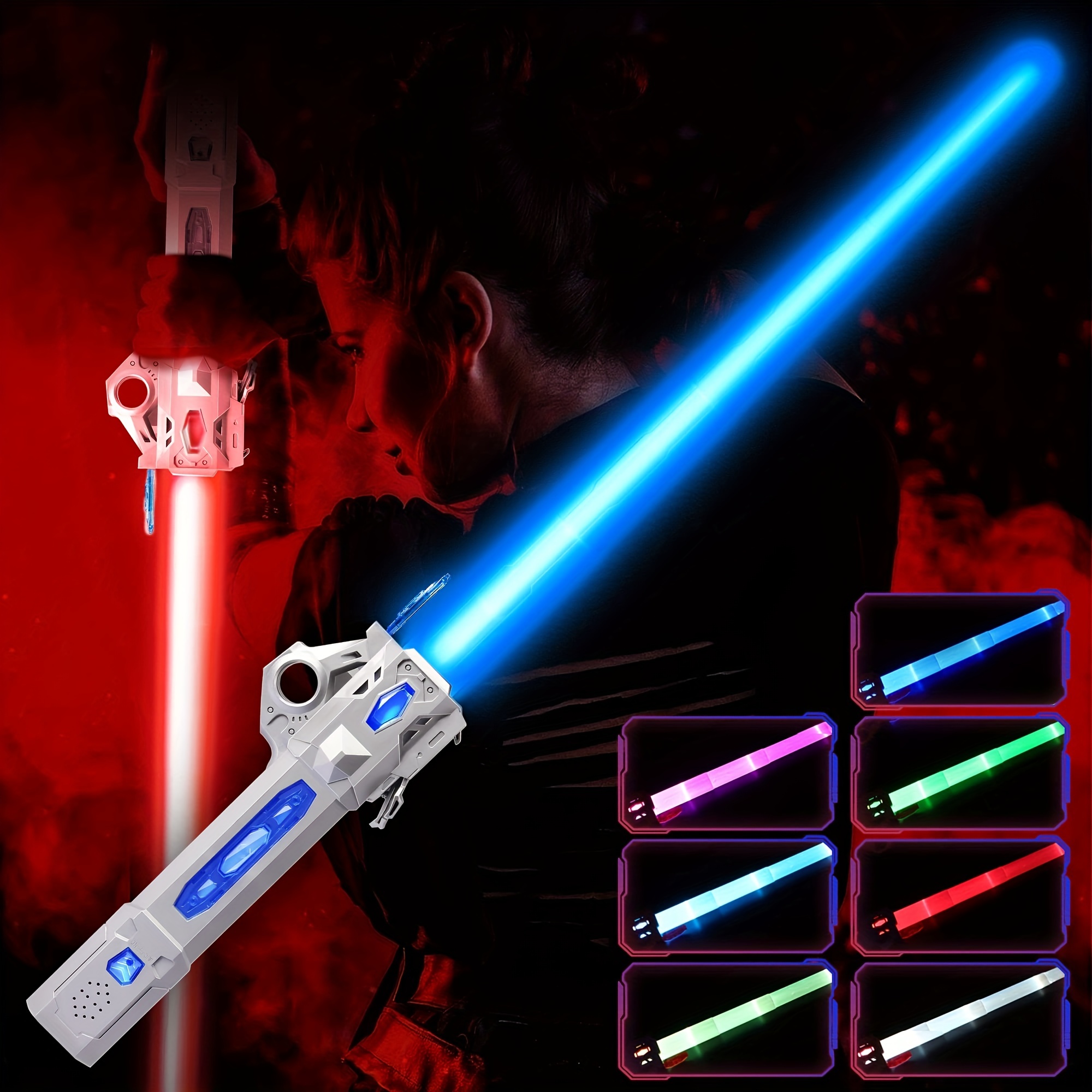 Sable de Luz, 2 PCS Espada Láser de Juguete, Sable Luz Niños, Espada Láser  para Niños, Espada Laser 2 Colores con Sonido, Regalos de Fiesta de  Cumpleaños de Cosplay (Rojo+Azul) : 
