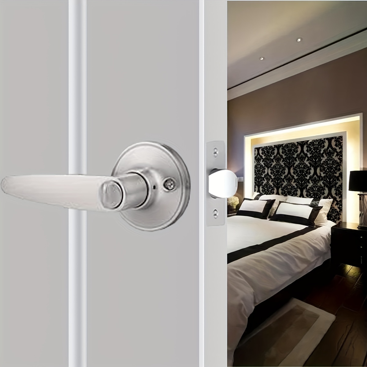 Cerradura de manija de puerta Interior Dormitorio Cuarto de baño (Color :  Plata)