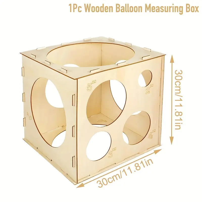 Fbaby 9 Holes Assemblable Wood Balloon Sizer Box Cube DIY Balloon Sizer  Cube Box Tool Balloon Measurement Box for Party Birthday Wedding  Decorations 