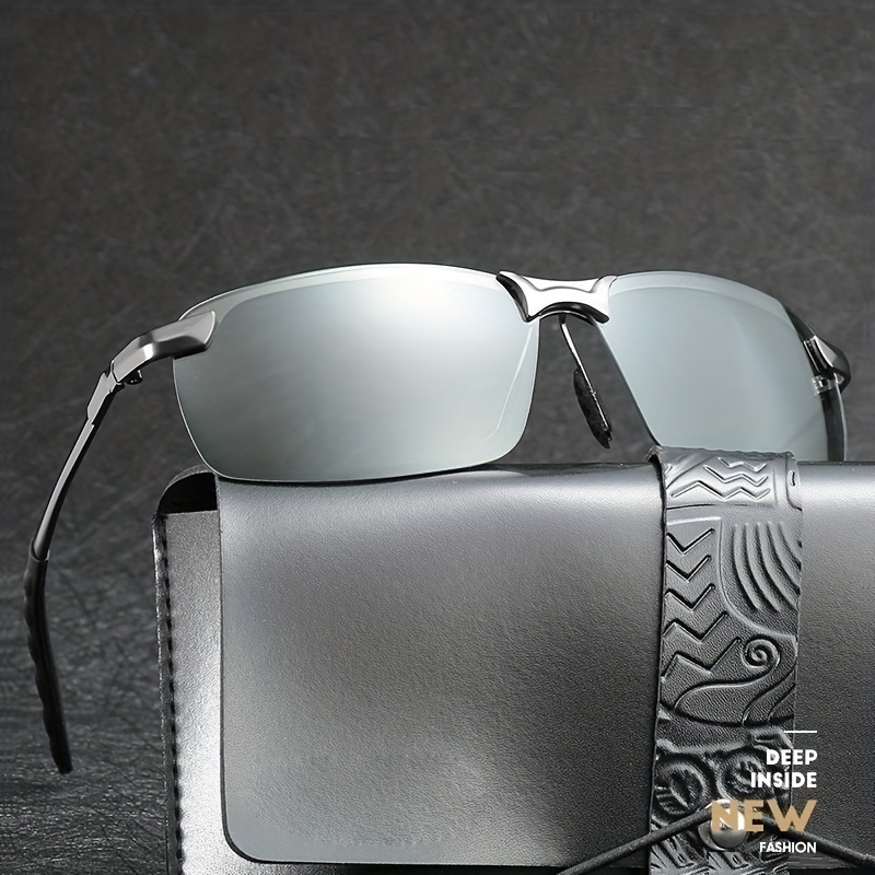 Men's Vintage Photochromic Lenses Square Frame Polarized Sunglasses