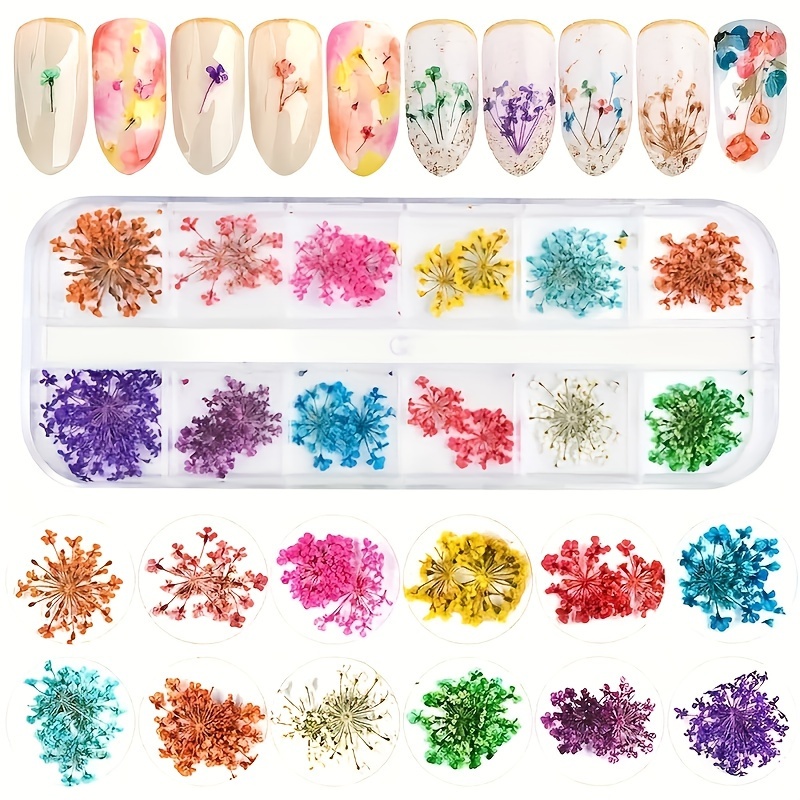 Mix Dried Flowers Nail Decorations jewelry Natural Floral - Temu