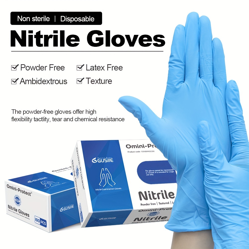  Guantes desechables de nitrilo negro sin látex, sin polvo, para  manejo de alimentos, guantes de limpieza (100, L) : Salud y Hogar