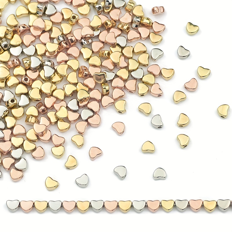 

200pcs 6*7mm Heart Shape Ccb Plastic Loose Beads For Jewelry Making Diy Bracelet Necklace Semi-finished Hand-woven Craft Small Business Supplies
