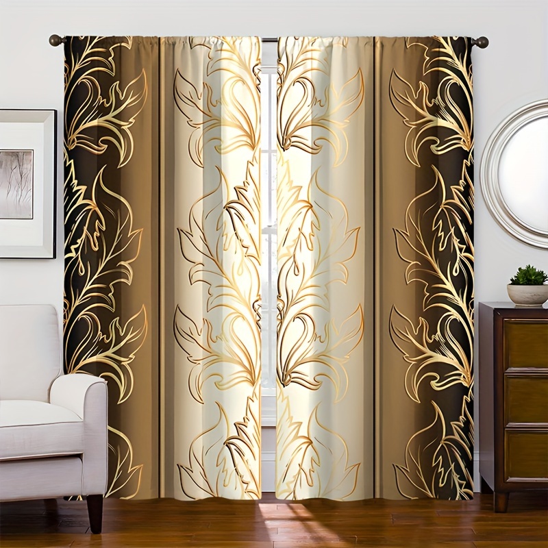 Shower Curtain Black Background Golden Flower Bathroom - Temu