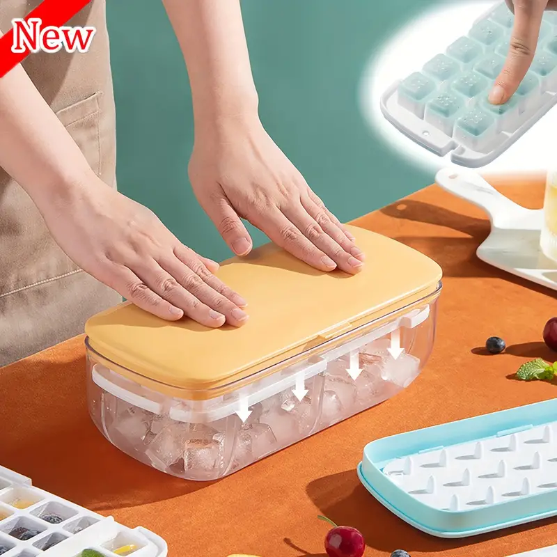 New Press Type Silicone Square Ice Mold Ice Cube Maker, Ice Cube