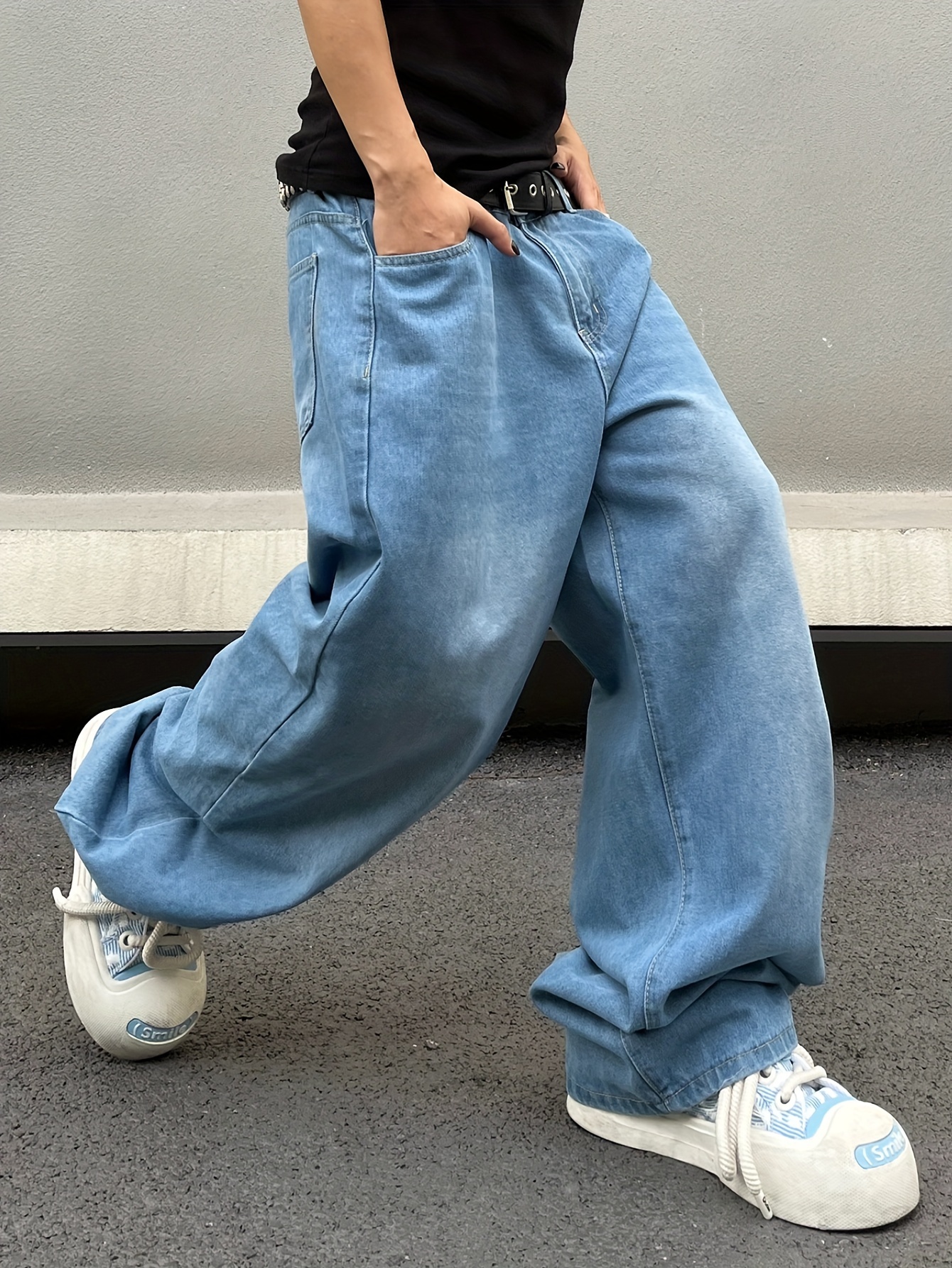 Men's Y2K Wide Leg Jeans Pants Loose Casual Baggy Pants Trousers Streetwear  Hiphop Rapper Style