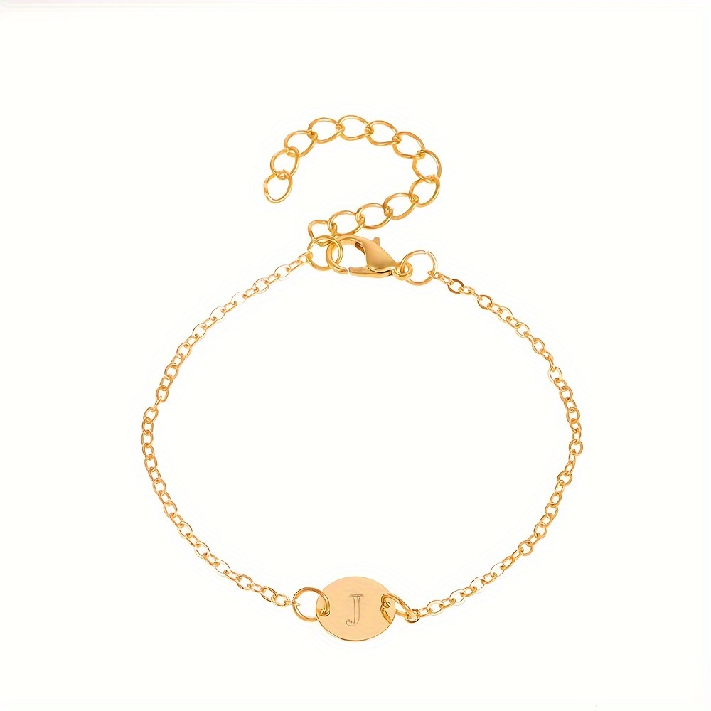 Letter Pattern Thin Chain Bracelet Simple Style Elegant Hand - Temu Denmark