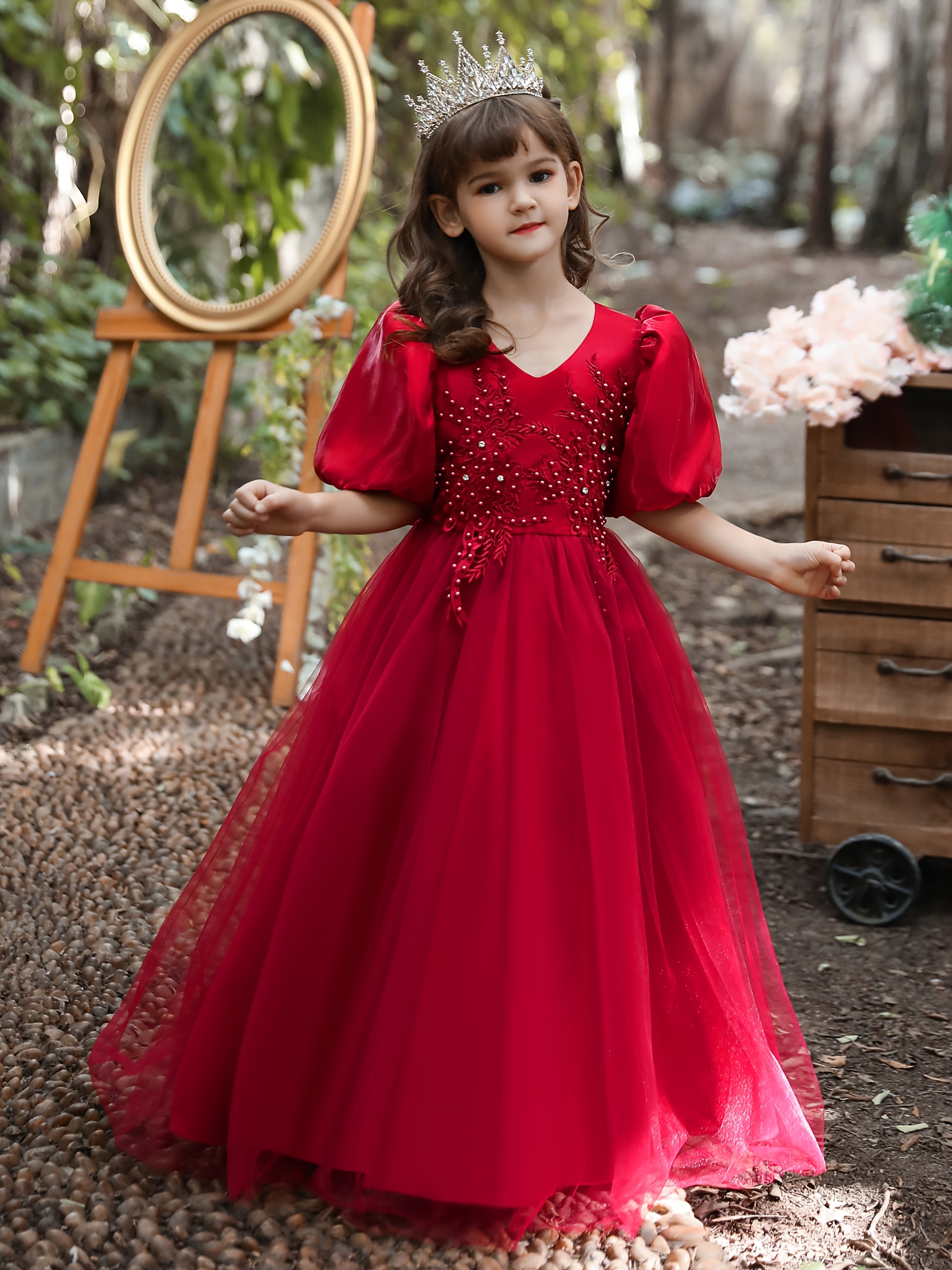 Children's Wedding Dress Show Dress Girl Trailing Princess - Temu United  Kingdom