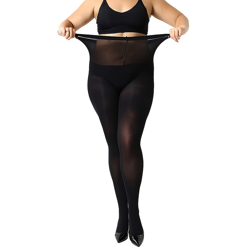 Plus Size Opaque Microfiber Tights Solid Queen Size Tights - Temu Canada