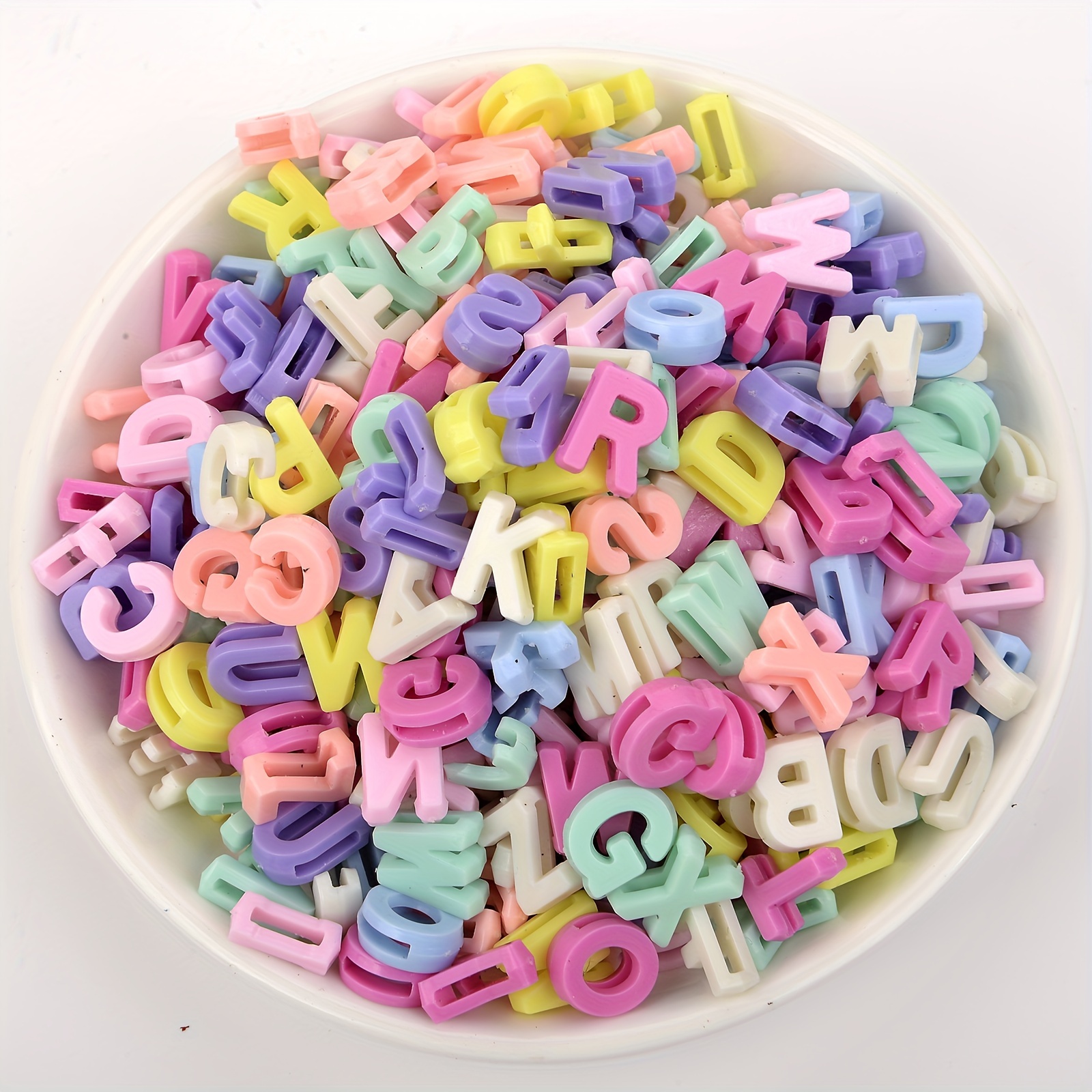 Macaroon Color + White Letter Beads Acrylic Alphabet Beads - Temu