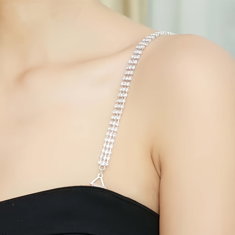 Cheap 1Pair Sexy Rhinestone Bra Straps Women Metallic Crystal Bra Shoulder  Strap Lingerie Accessories