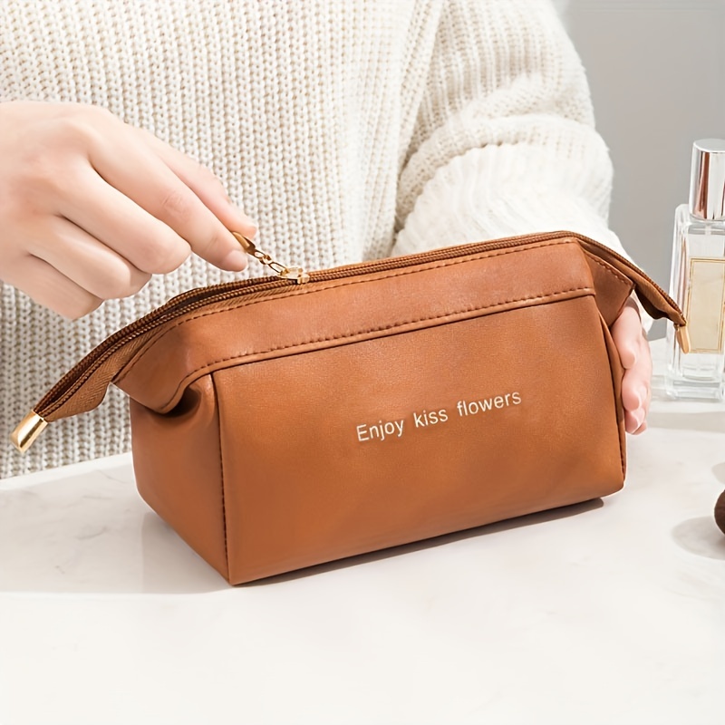 Simple Versatile Makeup Zipper Bag, Solid Color Portable Cosmetic Bag,  Toiletry Wash Bag - Temu