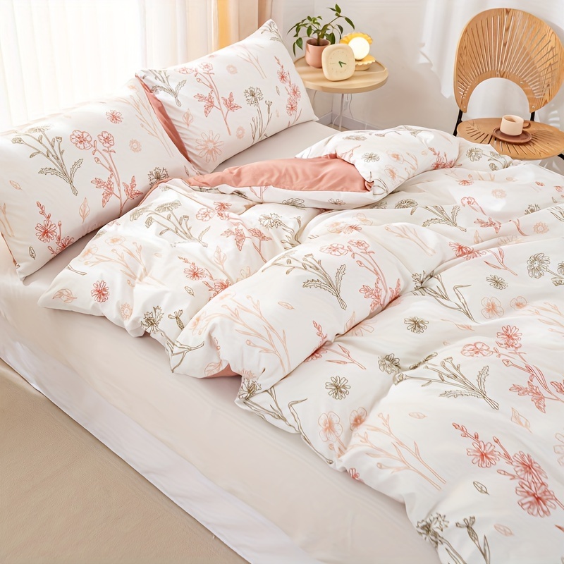 Image of 3pcs Fresh Duvet Cover Set, Pastoral Style Floral Print Bedding Set, Soft Comfortable Duvet Cover, For Bedroom, (1*duvet Cover + 2*pillowcase, Without Core)