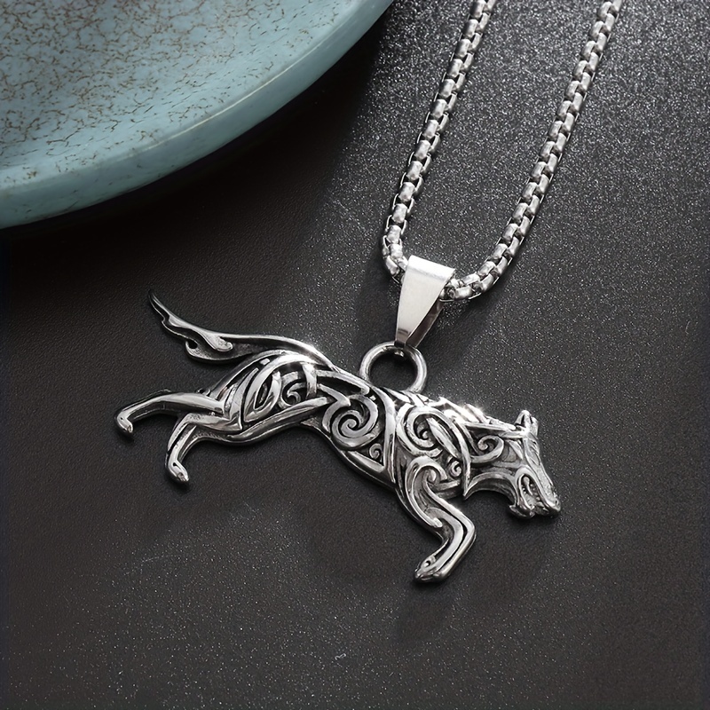 Mens on sale wolf pendant