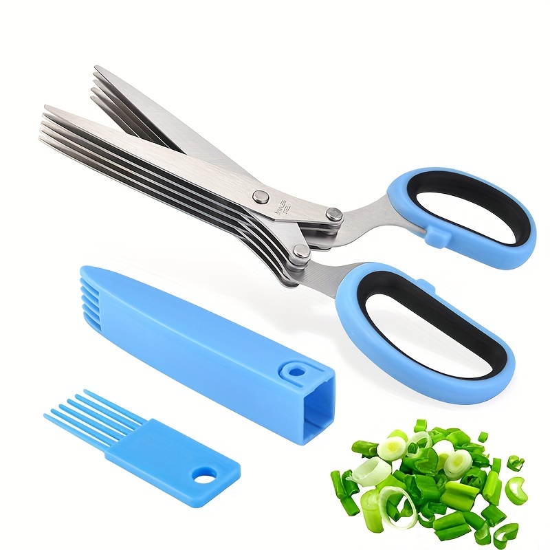 Multi-Layer Scissor Stainless Steel Kitchen Scissor Green Onion Scissor  Herb Cutting Shear With Safe Cover Vegetable Meat Shear - AliExpress