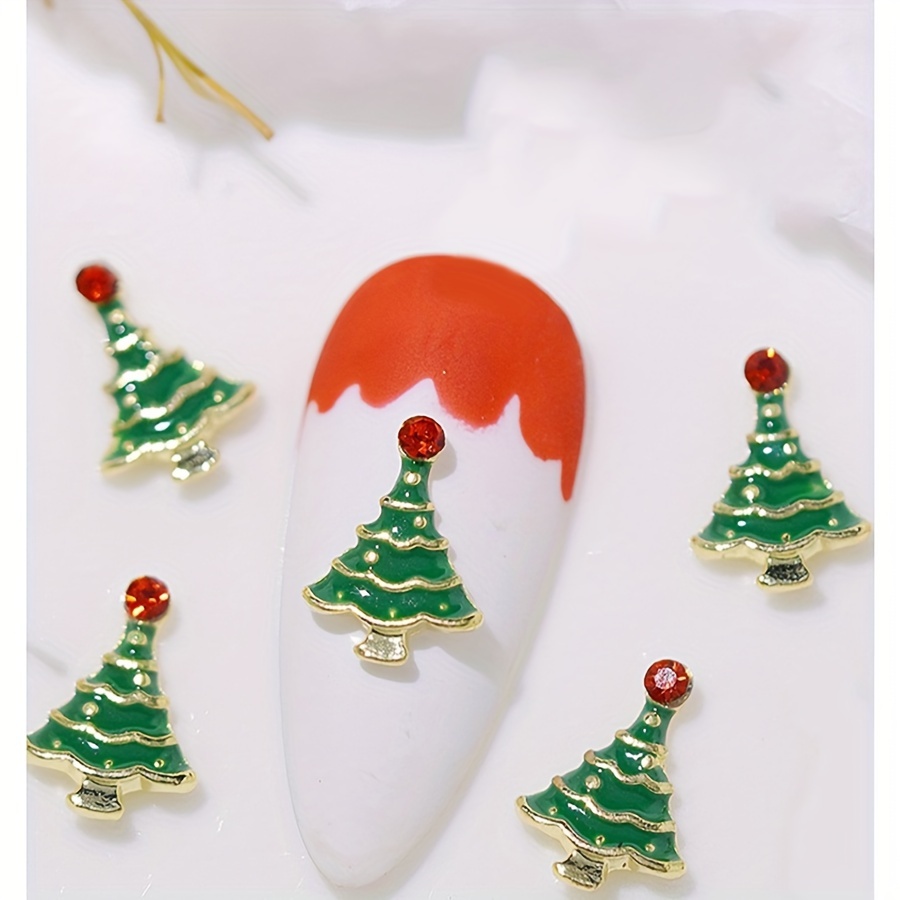 Christmas Nail Art Charms With Rhinestone 3d Alloy Santa - Temu