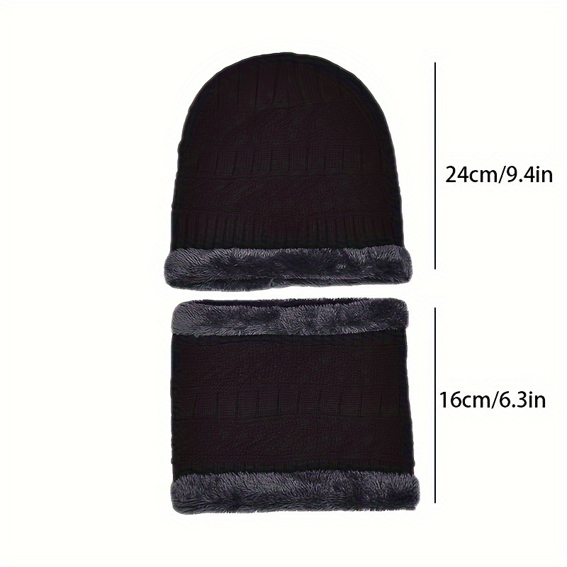 2pcs Winter Christmas New Year Neck Hat Mens Winter Knitted Hat