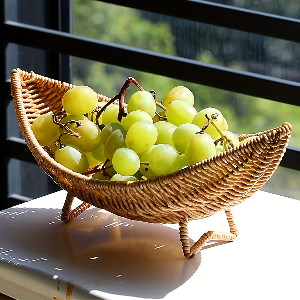 Boho Boat shaped Woven Fruit Basket Durable Storage Dessert - Temu