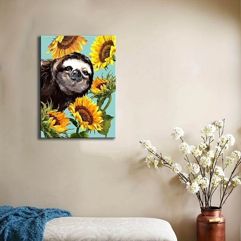 Sunflower Flower Painting on Canvas Kids Wall Art Kids Room Decor