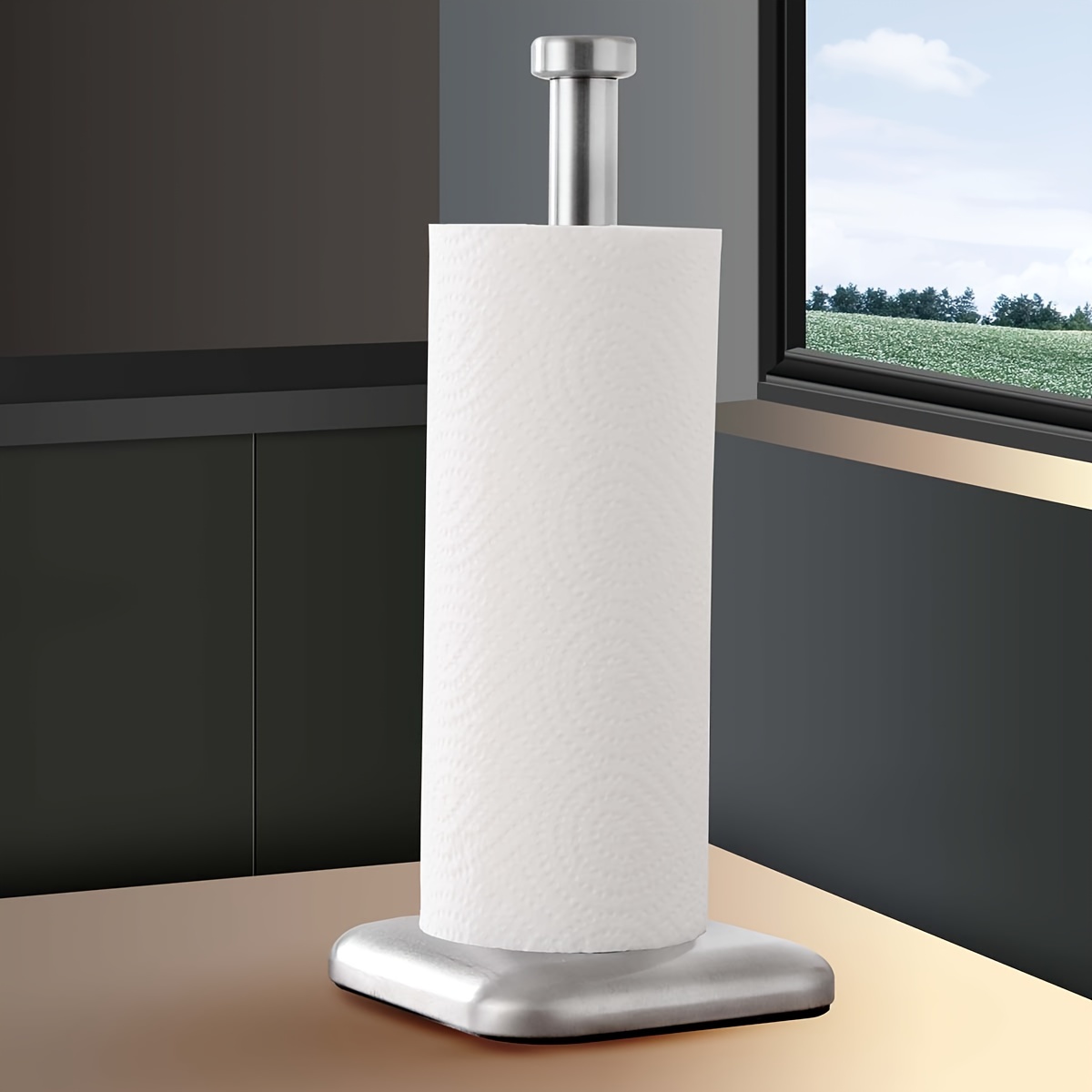 Stainless Steel Paper Towel Holder Desktop Tissue Storage - Temu