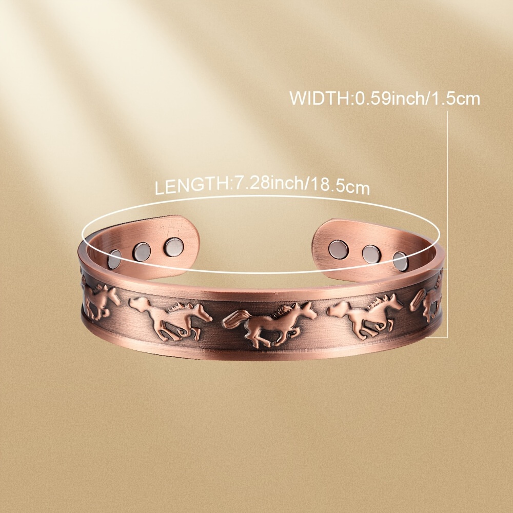 Men's Copper Magnetic Bangle Ultra Strength Magnets Large Adjustable Bracelet