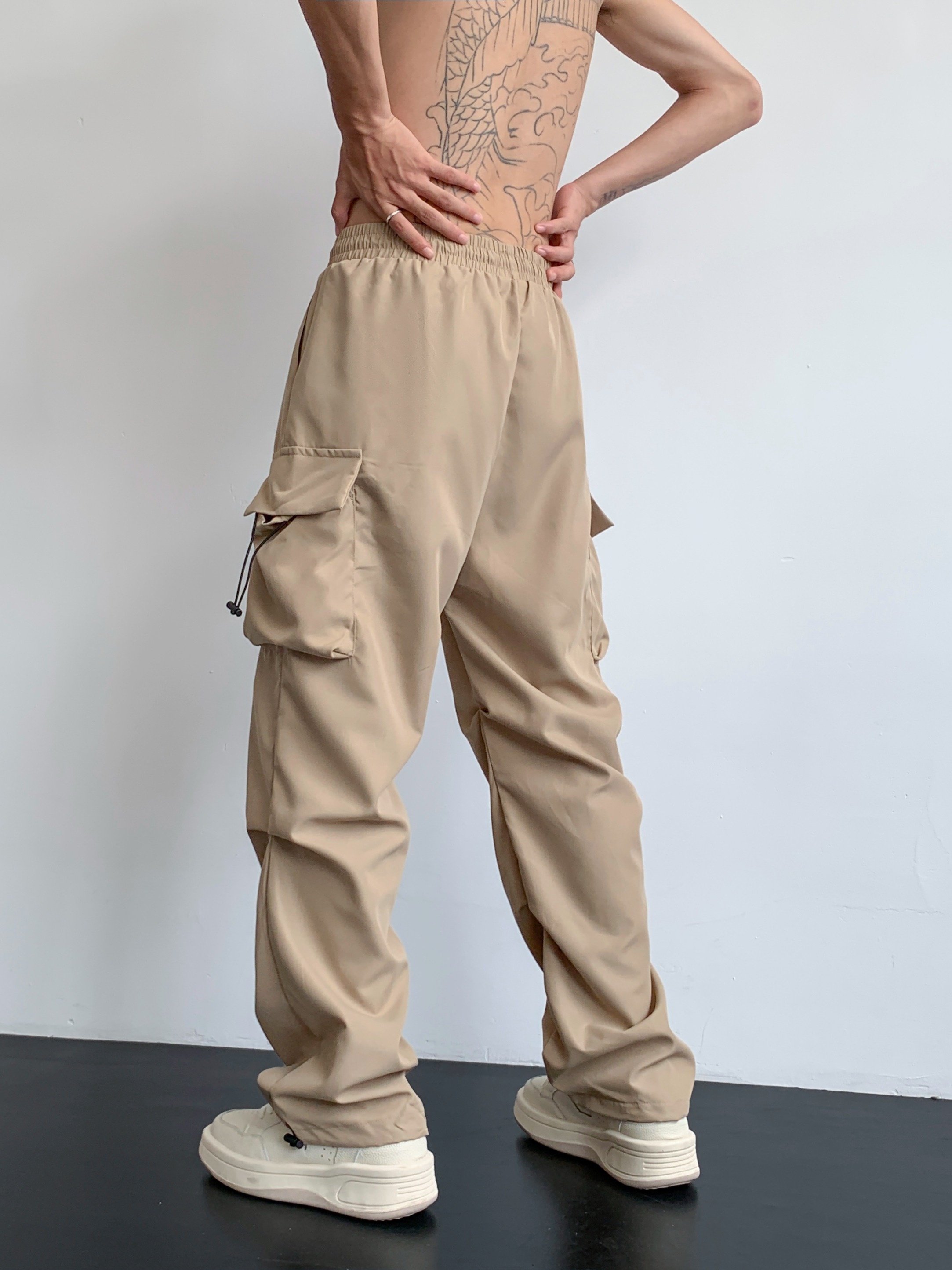 Men Cargo Pants Leisure Loose Baggy Long Multi-pockets Hip Hop