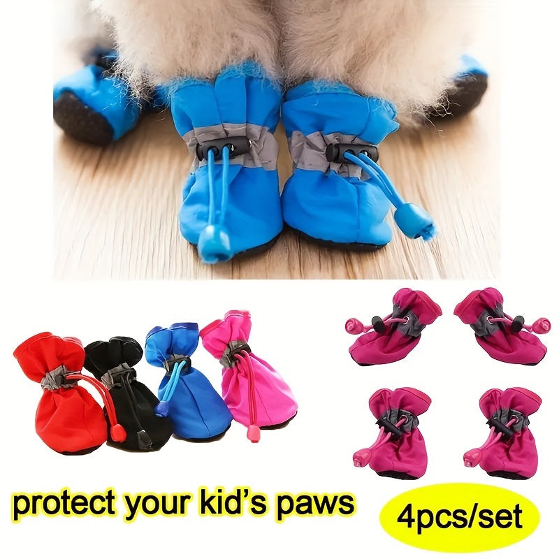 4pcs Set Small Dog Paw Protector Thickened Warm Dog Boots With