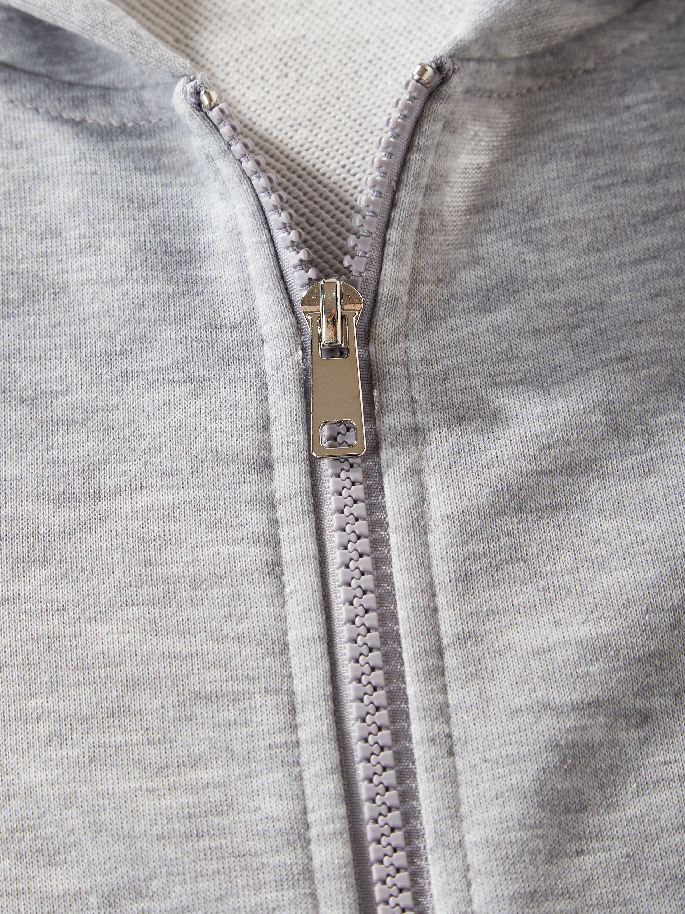 girls' fashionable light gray zip hoodie dual pockets casual
