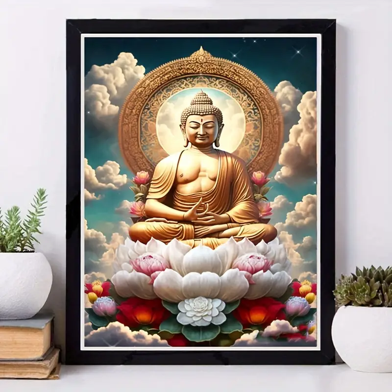 Buddha Statue 5d Diamond Painting Adult Kit Diy Diamond Art - Temu
