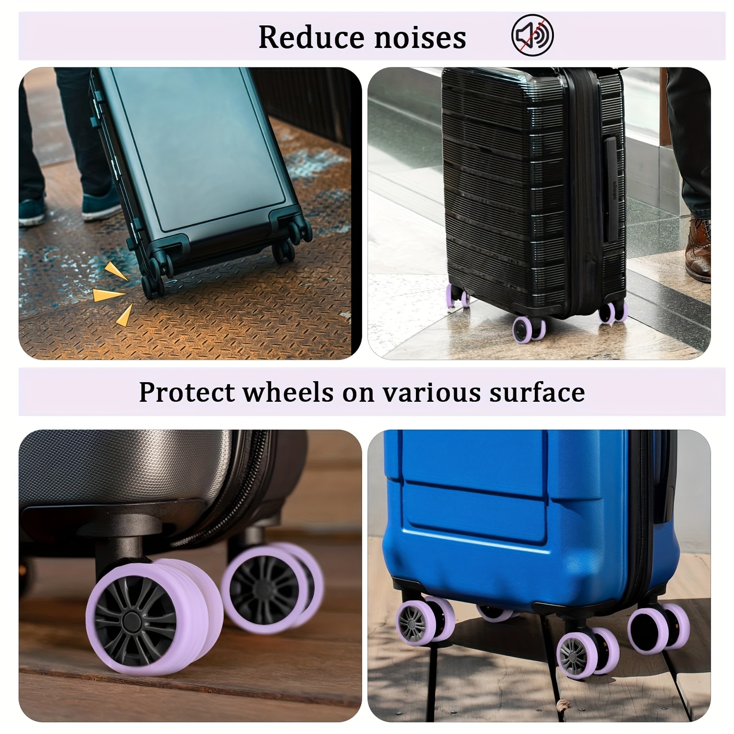 8 pièces enjoliveurs de roue de bagage, housses de protection de roue de  valise portable enjoliveurs de roue de bagage en silicone coloré enjoliveurs  de roue de bagage pour la plupart des
