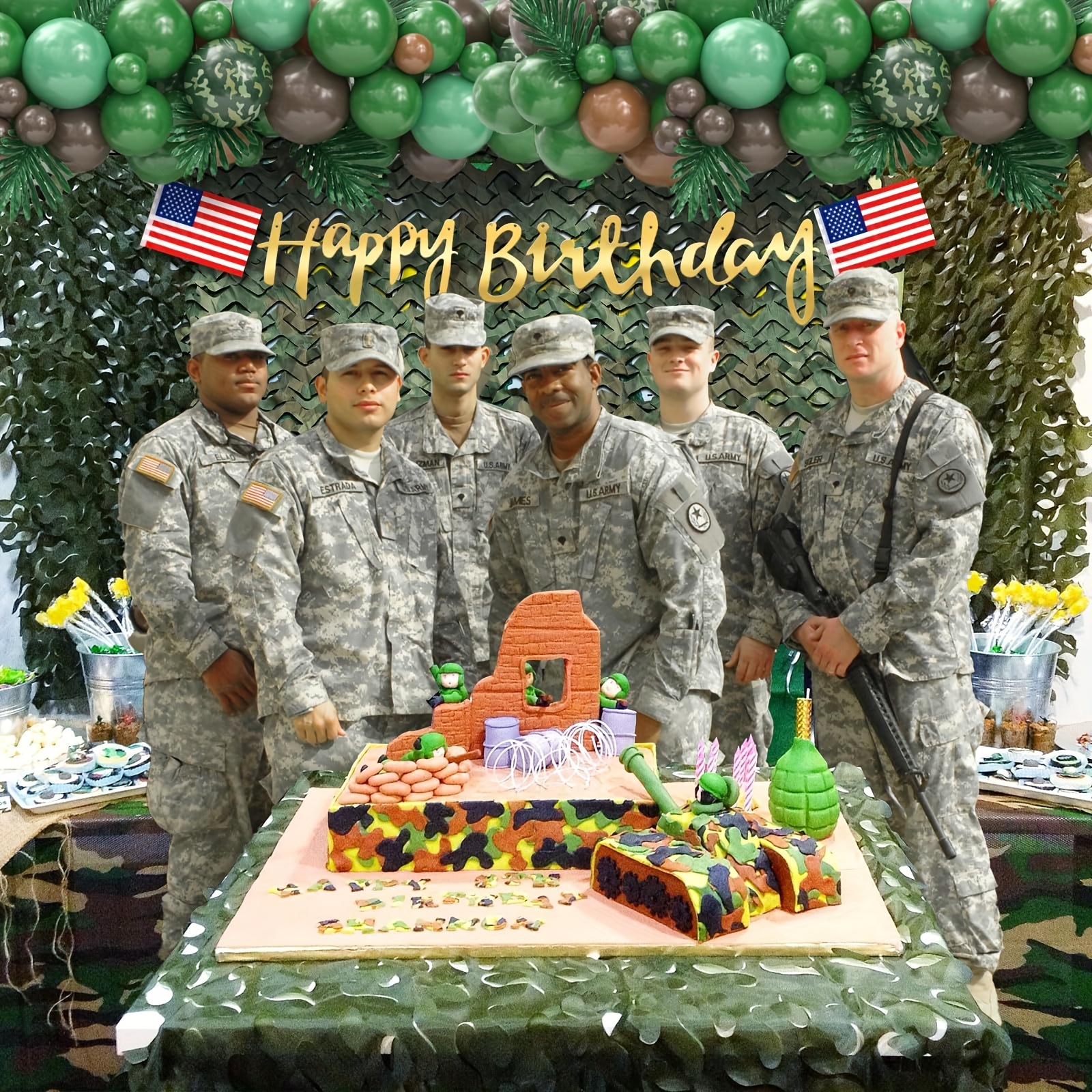 Camouflage Theme Party Decorations Army Camo Netting Banner parachute  Ballon Baby Shower Kids Military Birthday Party Supplies