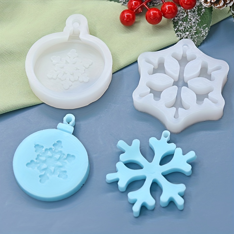 2 Pieces 3D Snowflake Fondant Mold Christmas Snowflake Silicone Mold for  Cake Cupcake Decoration Polymer Clay Crafting Projects (Pink) 