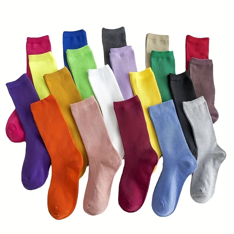 

10 Pairs Simple Solid Socks, Comfy & Breathable All-match Socks, Women's Stockings & Hosiery