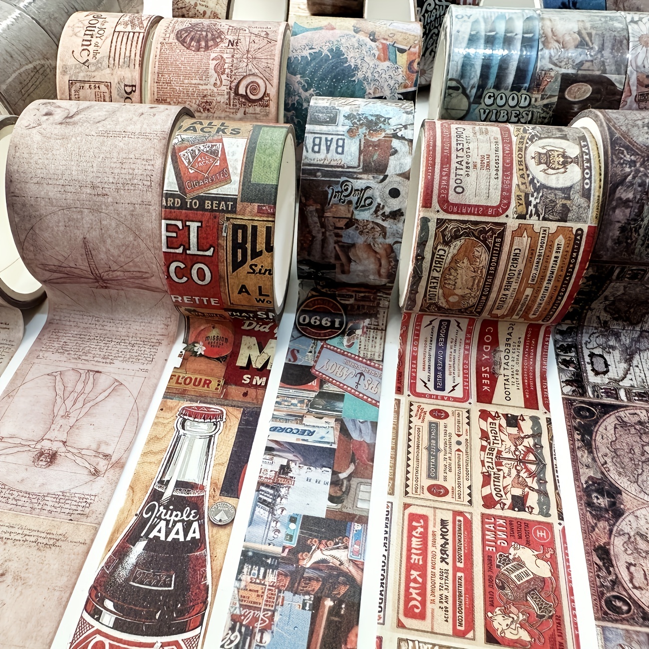 Retro Newspaper Map Adhesive Washi Tape Journal Bullet Diy Scrapbooking  Stickers