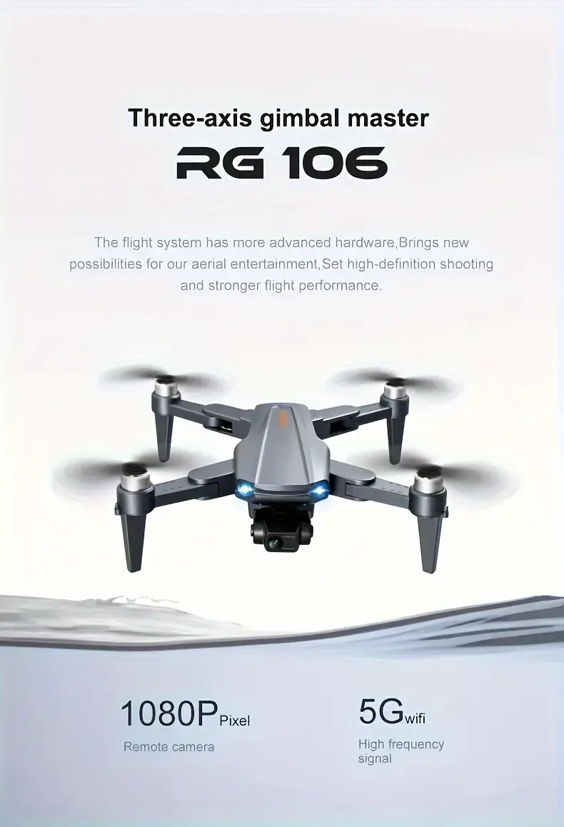 1pc new rg106 large size professional grade drone equipped with a three axis anti shake self stabilizing cloud platform hd high definition 1080p electronic double camera gps positioning return anti lost optical flow positioning stable flight details 3