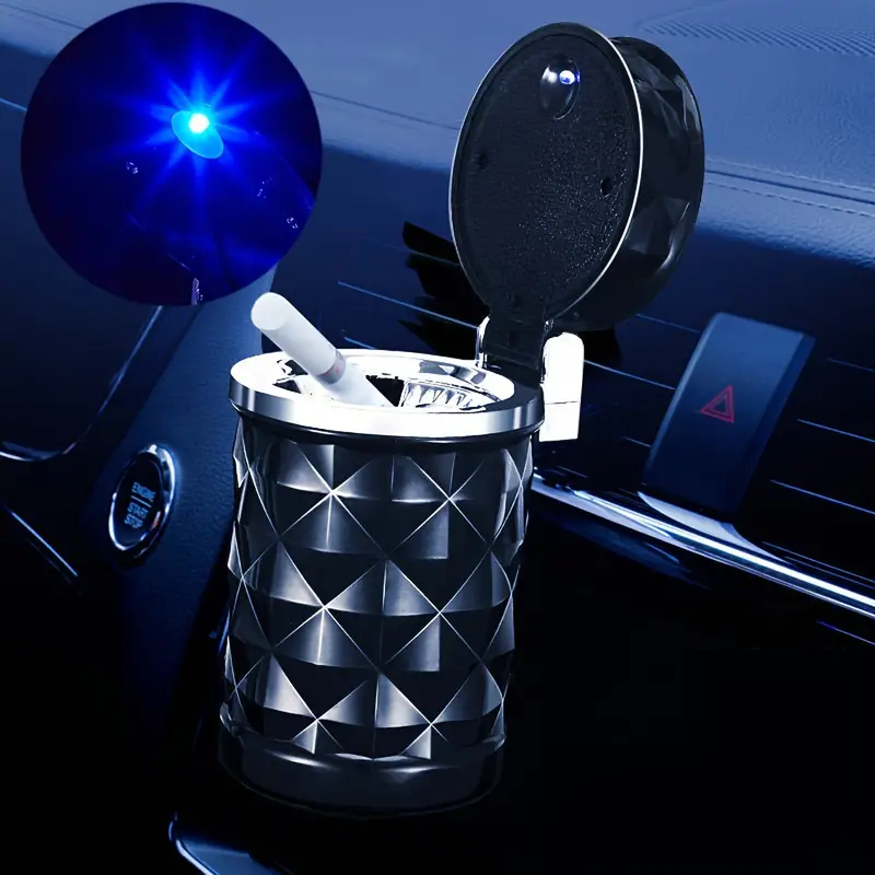 Portable Auto Car Ashtray Lid Blue Led Light Keep Car - Temu