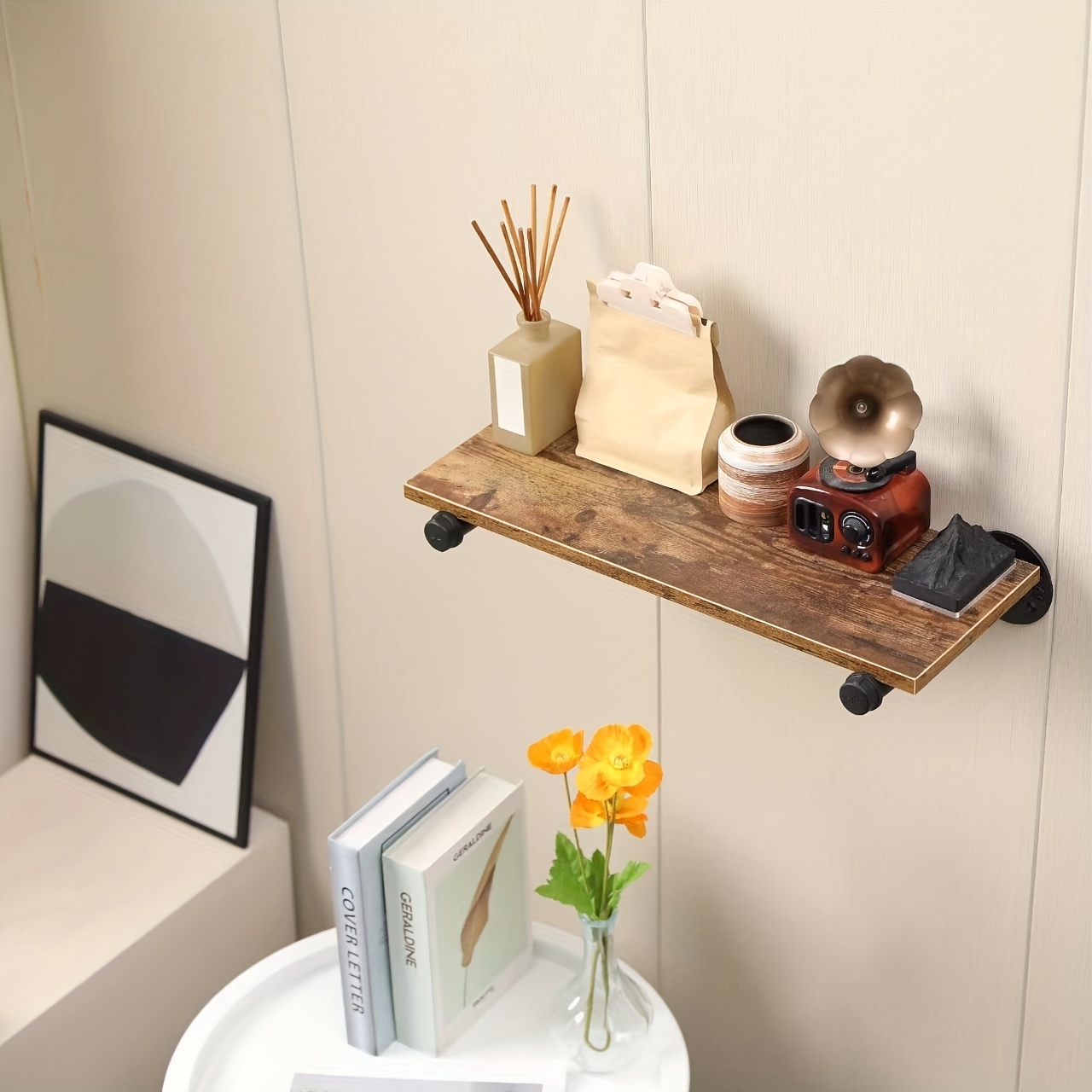 Wall Mounted Floating Shelf With Storage Basket - Temu