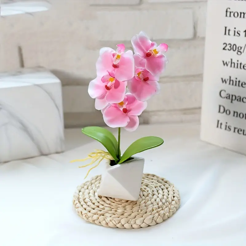 SIFOEL 4 mini orchidee artificiali in vaso, con vaso in plastica,  decorazione per la casa, l'ufficio, la tavola di nozze : : Casa e  cucina
