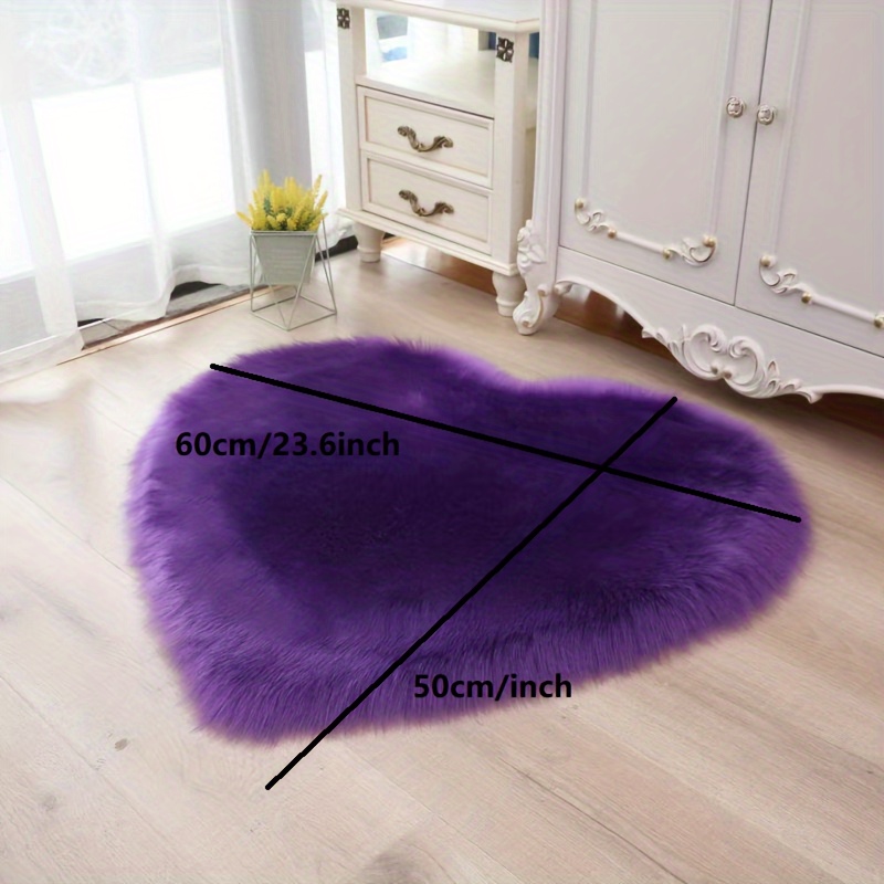 1pc nordic heart shaped shag area rug modern rectangle plush fuzzy rugs machine washable non shedding bedroom bedside rugs non slip shaggy furry carpets for living room bedroom home decor room decor details 0