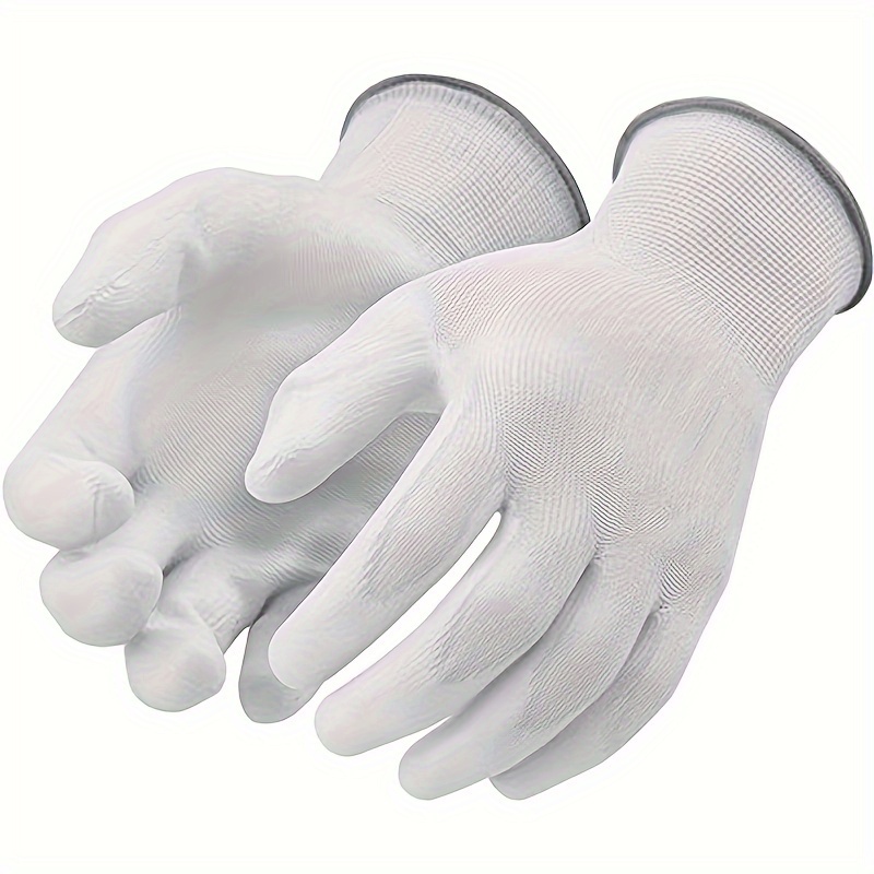 Gants de travail en coton/polyester, homme, blanc, G, 12 paires