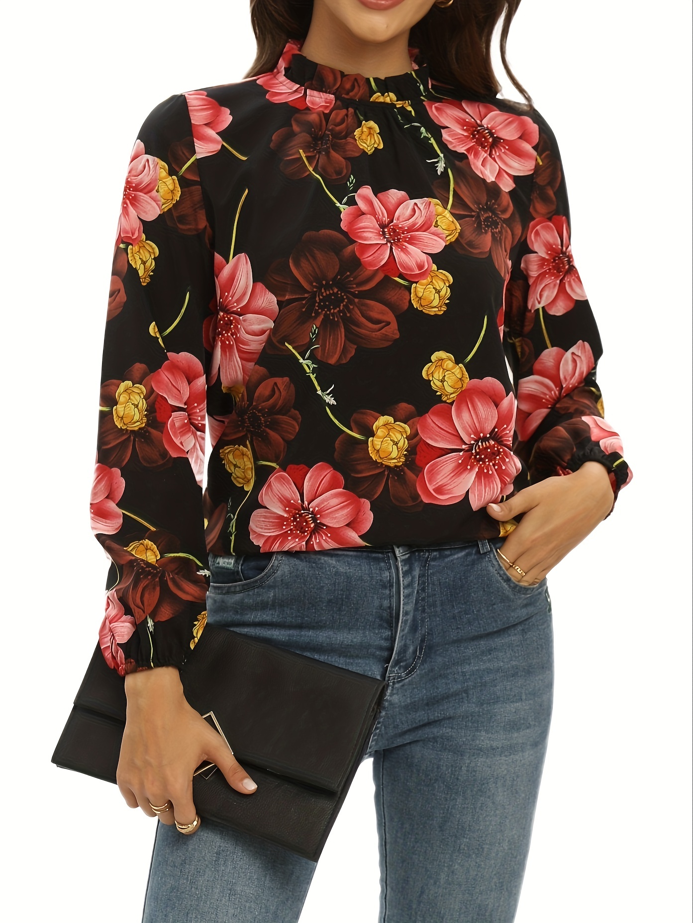 high neck chiffon blouse