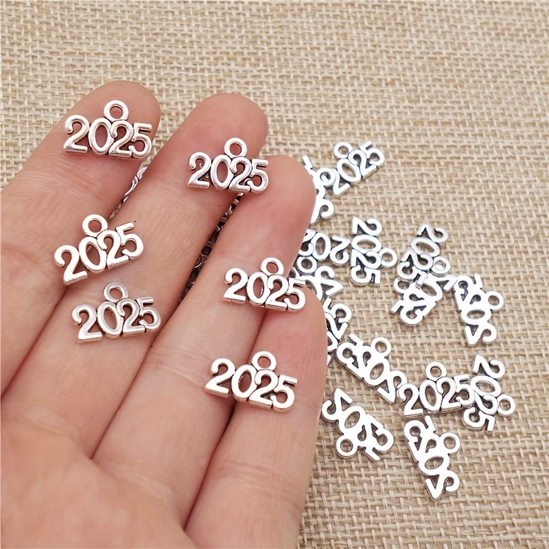 30pcs Charms Letter 2025 2024 2023 Year 9x13mm Tibetan Silver Color  Pendants Antique Jewelry Making DIY Handmade Craft - AliExpress