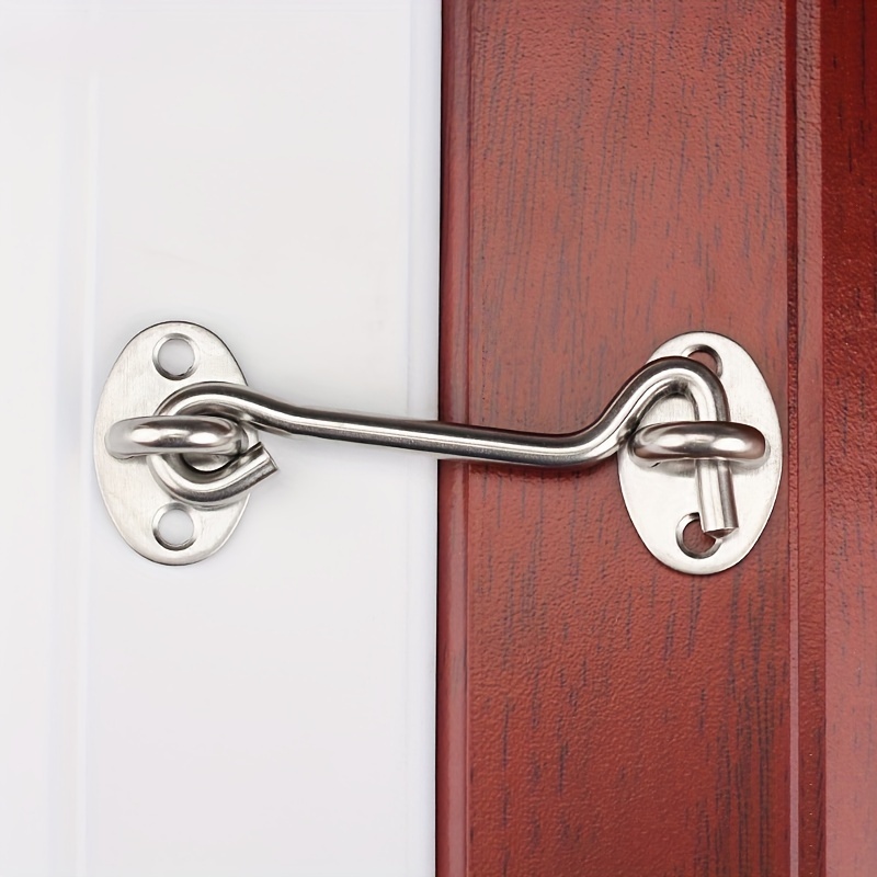 4 Barn Door Latch Door Lock Hardware, Sliding Door Lock Eye with Screws,  Rust-Resistant Metal Gate Latch, Privacy Hooks Latch for Inside Door,  Wooden