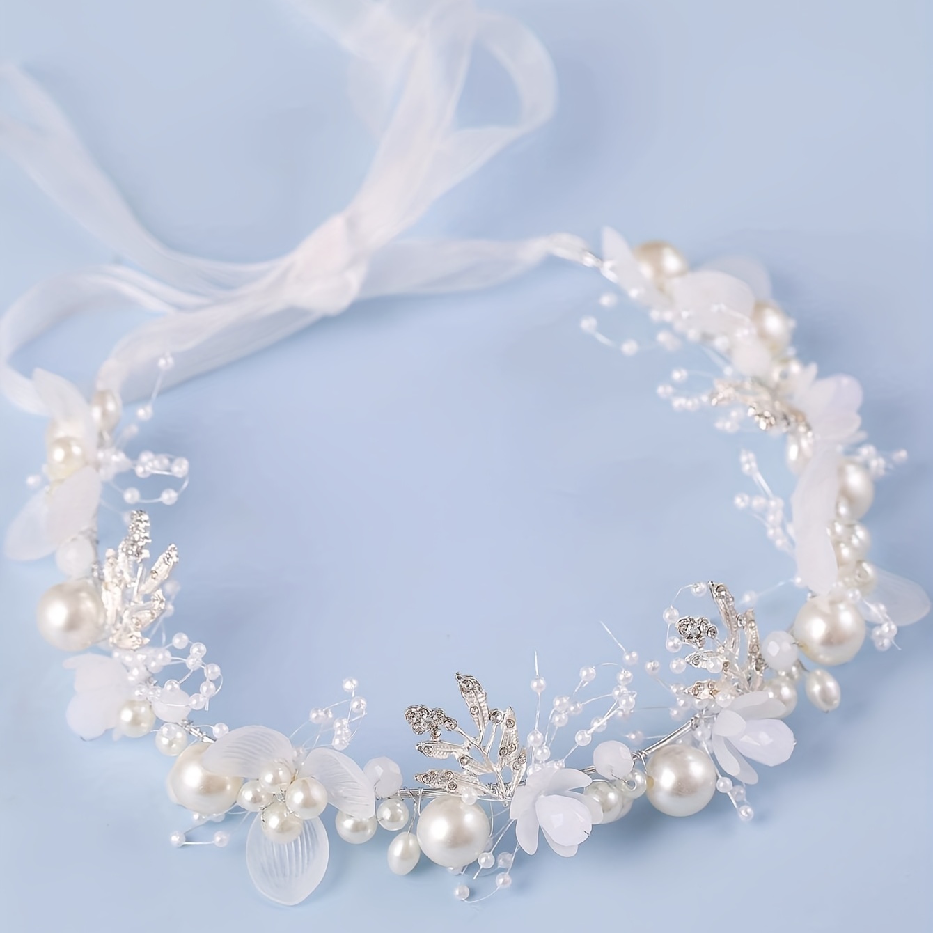 2 piezas de diadema de boda para niña de las flores, para novias, accesorio  para el cabello de princesa, diadema floral para niña, diadema de perlas