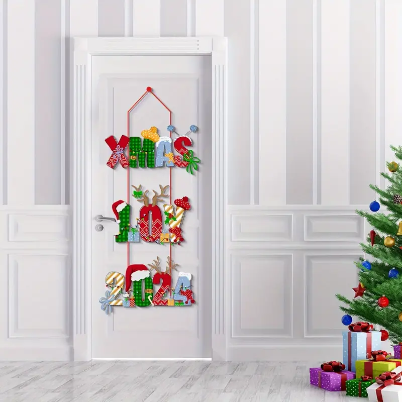 2024 Christmas Door Hanging Merrychristmas Temu Australia