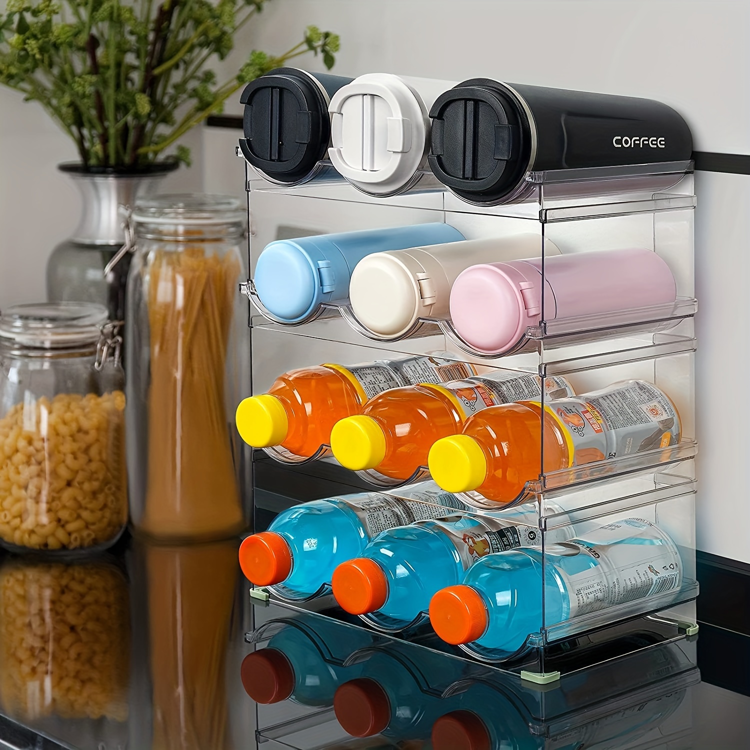 Stackable Water Bottle Organizer, Cup Storage Shelf For Fridge, Cabinet -  Temu