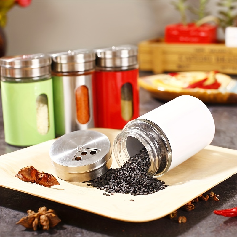2pcs Refillable Salt & Pepper Grinder Set - Stainless Steel Lid Containers  3.4oz - Kitchen Accessories For Home, Restaurant And Picnic