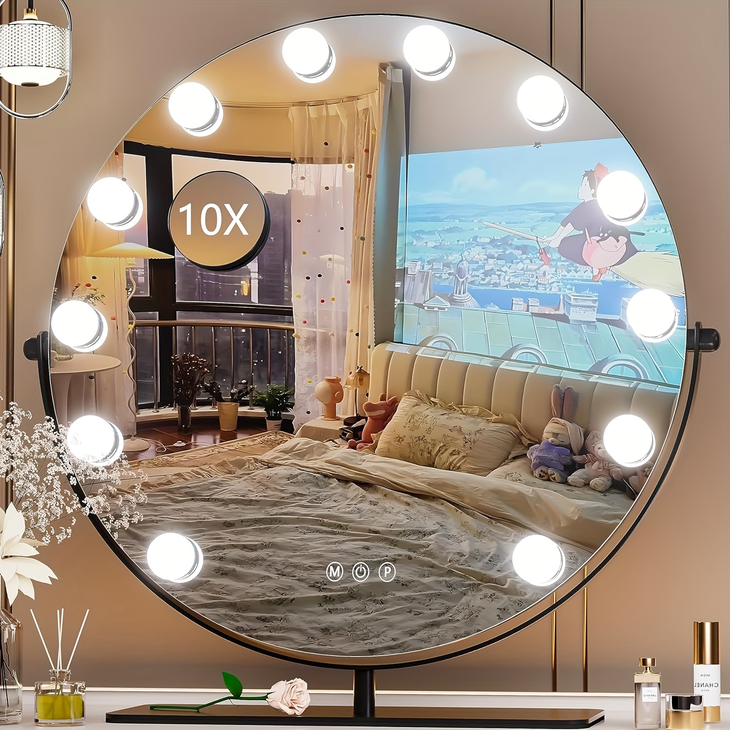 Muebles de dormitorio con espejo para el hogar, tocador Hollywood con  bombillas, espejo, tocador moderno, luces LED - AliExpress